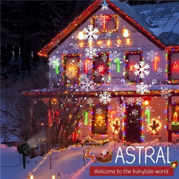Christmas Snowflake Projector Lights Outdoor, Led Rotating Snowfall Show Lights - Picture 2 of 7